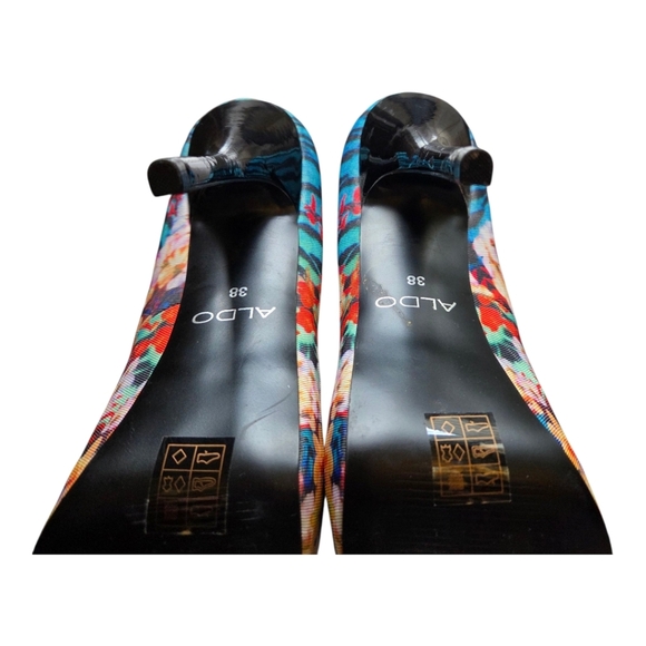 Aldo Colorful Floral And Zebra Print Mix Stiletto Heels Size 7 5 - Picture 8 of 9